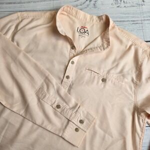 Rail Raiders LOA Mens‎ Medium Band Collar Long Sleeve Henley Shirt Peach Orange